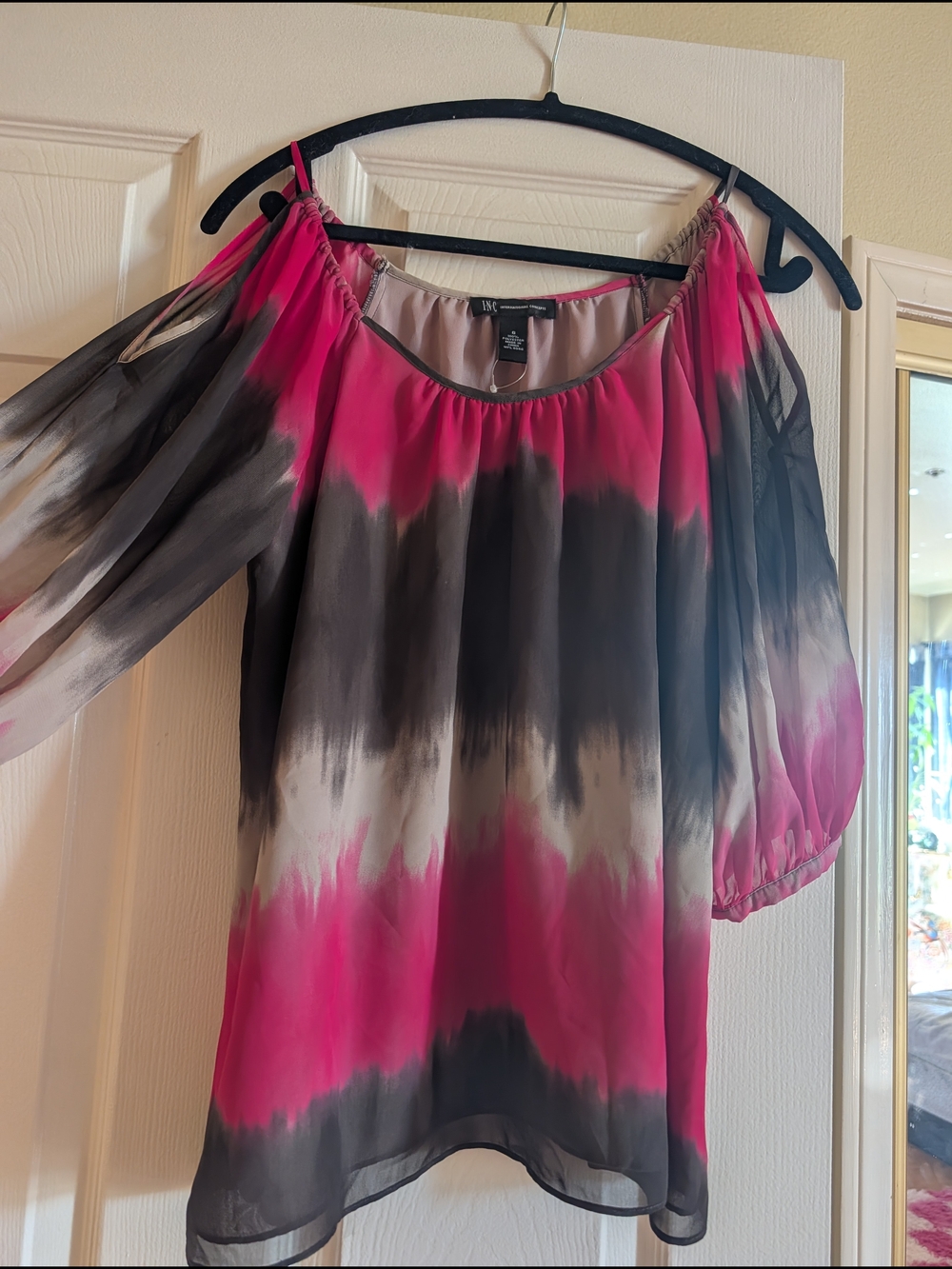 INC International Concepts Pink Ombre Cold-Shoulder Blouse